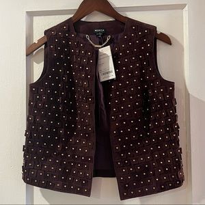 NWT Worth New York Brown Suede Gold Studded Vest